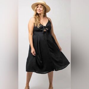 GILLI
Plus Size Front Tie Button Down Smocked Midi Dress size Xlarge